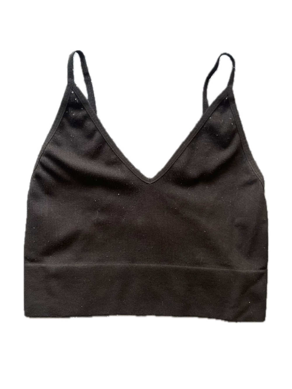 Bozzolo Black V-Neck Ribbed Bralette